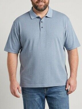 Axist Men's Blue Striped Short Sleeve Polo Shirt Size Large
